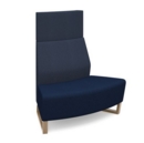 Encore modular double seater convex high back sofa with no arms and wooden sled frame - maturity blue seat with range blue back