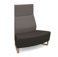 Encore modular double seater convex high back sofa with no arms and wooden sled frame - present grey seat with forecast grey back