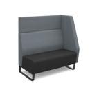 Encore modular double seater high back sofa with left hand arm and black sled frame - elapse grey seat with late grey back and arm