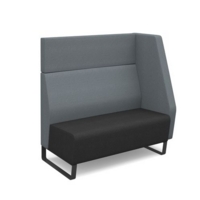 Encore modular double seater high back sofa with left hand arm and black sled frame - elapse grey seat with late grey back and arm