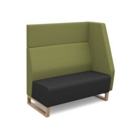 Encore modular double seater high back sofa with left hand arm and wooden sled frame - elapse grey seat with endurance green back and arm