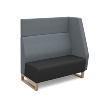 Encore modular double seater high back sofa with left hand arm and wooden sled frame - elapse grey seat with late grey back and arm