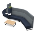 Encore modular double seater high back sofa with left hand arm and wooden sled frame - elapse grey seat with late grey back and arm