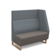 Encore modular double seater high back sofa with left hand arm and wooden sled frame - forecast grey seat with late grey back and arm