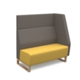 Encore modular double seater high back sofa with left hand arm and wooden sled frame - lifetime yellow seat with forecast grey back and arm