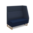 Encore modular double seater high back sofa with left hand arm and wooden sled frame - maturity blue seat with range blue back and arm