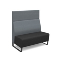 Encore modular double seater high back sofa with no arms and black sled frame - elapse grey seat with late grey back