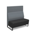 Encore modular double seater high back sofa with no arms and black sled frame - elapse grey seat with late grey back