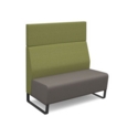 Encore modular double seater high back sofa with no arms and black sled frame - forecast grey seat with endurance green back