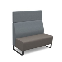 Encore modular double seater high back sofa with no arms and black sled frame - forecast grey seat with late grey back