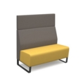 Encore modular double seater high back sofa with no arms and black sled frame - lifetime yellow seat with forecast grey back