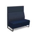 Encore modular double seater high back sofa with no arms and black sled frame - maturity blue seat with range blue back