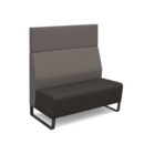 Encore modular double seater high back sofa with no arms and black sled frame - present grey seat with forecast grey back