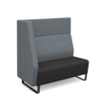 Encore modular double seater high back sofa with right hand arm and black sled frame - elapse grey seat with late grey back and arm