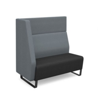 Encore modular double seater high back sofa with right hand arm and black sled frame - elapse grey seat with late grey back and arm