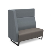 Encore modular double seater high back sofa with right hand arm and black sled frame - forecast grey seat with late grey back and arm