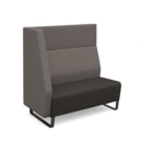 Encore modular double seater high back sofa with right hand arm and black sled frame - present grey seat with forecast grey back and arm