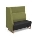 Encore modular double seater high back sofa with right hand arm and wooden sled frame - elapse grey seat with endurance green back and arm