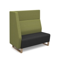 Encore modular double seater high back sofa with right hand arm and wooden sled frame - elapse grey seat with endurance green back and arm