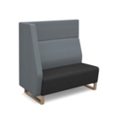 Encore modular double seater high back sofa with right hand arm and wooden sled frame - elapse grey seat with late grey back and arm