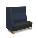 Encore modular double seater high back sofa with right hand arm and wooden sled frame - elapse grey seat with range blue back and arm