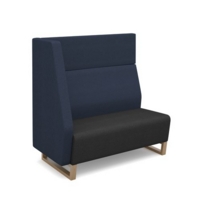 Encore modular double seater high back sofa with right hand arm and wooden sled frame - elapse grey seat with range blue back and arm