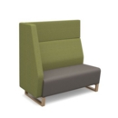 Encore modular double seater high back sofa with right hand arm and wooden sled frame - forecast grey seat with endurance green back and arm