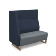 Encore modular double seater high back sofa with right hand arm and wooden sled frame - late grey seat with range blue back and arm
