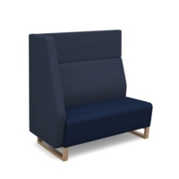 Encore modular double seater high back sofa with right hand arm and wooden sled frame - maturity blue seat with range blue back and arm