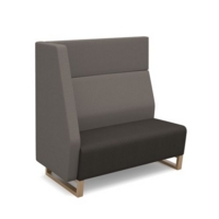 Encore modular double seater high back sofa with right hand arm and wooden sled frame - present grey seat with forecast grey back and arm