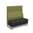 Encore modular double seater high back sofa with no arms and wooden sled frame - elapse grey seat with endurance green back