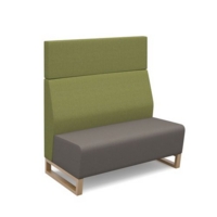 Encore modular double seater high back sofa with no arms and wooden sled frame - forecast grey seat with endurance green back