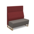 Encore modular double seater high back sofa with no arms and wooden sled frame - forecast grey seat with extent red back