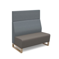 Encore modular double seater high back sofa with no arms and wooden sled frame - forecast grey seat with late grey back