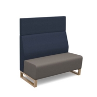 Encore modular double seater high back sofa with no arms and wooden sled frame - forecast grey seat with range blue back