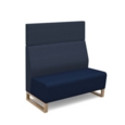 Encore modular double seater high back sofa with no arms and wooden sled frame - maturity blue seat with range blue back