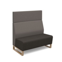 Encore modular double seater high back sofa with no arms and wooden sled frame - present grey seat with forecast grey back