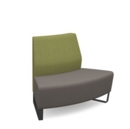 Encore modular double seater convex low back sofa with no arms and black sled frame - forecast grey seat with endurance green back