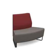 Encore modular double seater convex low back sofa with no arms and black sled frame - forecast grey seat with extent red back