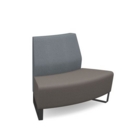 Encore modular double seater convex low back sofa with no arms and black sled frame - forecast grey seat with late grey back