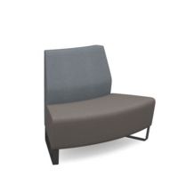 Encore modular double seater convex low back sofa with no arms and black sled frame - forecast grey seat with late grey back