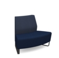Encore modular double seater convex low back sofa with no arms and black sled frame - maturity blue seat with range blue back