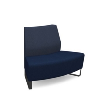 Encore modular double seater convex low back sofa with no arms and black sled frame - maturity blue seat with range blue back