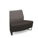 Encore modular double seater convex low back sofa with no arms and black sled frame - present grey seat with forecast grey back