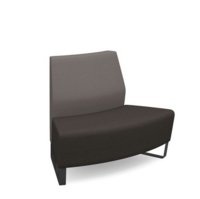 Encore modular double seater convex low back sofa with no arms and black sled frame - present grey seat with forecast grey back