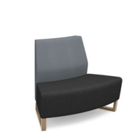 Encore modular double seater convex low back sofa with no arms and wooden sled frame - elapse grey seat with late grey back