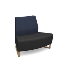 Encore modular double seater convex low back sofa with no arms and wooden sled frame - elapse grey seat with range blue back