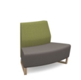 Encore modular double seater convex low back sofa with no arms and wooden sled frame - forecast grey seat with endurance green back