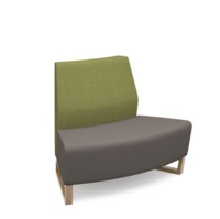 Encore modular double seater convex low back sofa with no arms and wooden sled frame - forecast grey seat with endurance green back