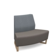 Encore modular double seater convex low back sofa with no arms and wooden sled frame - forecast grey seat with late grey back